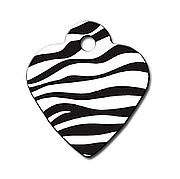תג שם לב קטן זברה Small Zebra Painted Heart